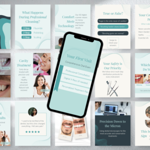 Mint & Tech Dental Instagram Kit | 80+ Fresh Modern Templates for Clinical Excellence